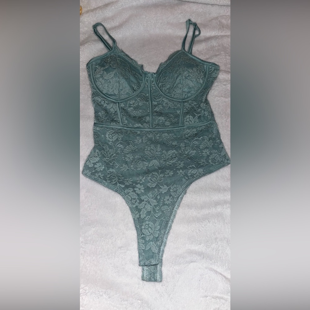 Sea foam floral print corset look body suit